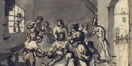 image for: Marià Fortuny - Estudi per al quadre «El doctor Alberich visitant un malalt de còlera» - Cap a 1857