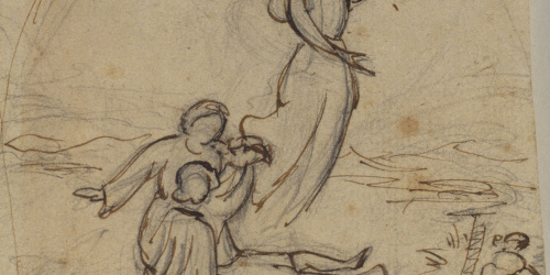 image for: Marià Fortuny - Àngels auxiliant un nen - Cap a 1855