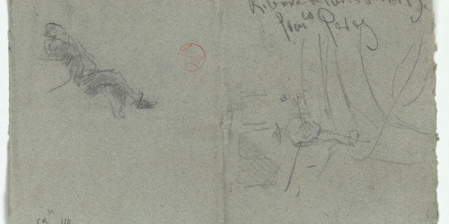 image for: Marià Fortuny - Croquis de figura i croquis inconcrets (anvers) / Esbós de figures (revers) - Cap a 1870-1872