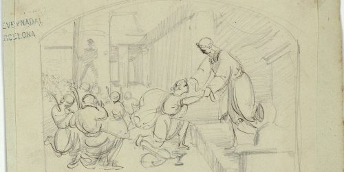 image for: Marià Fortuny - Esbós per a una escena bíblica - Cap a 1855-1856