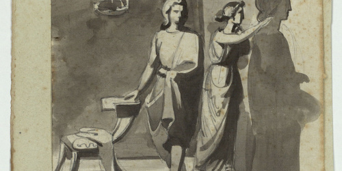 image for: Marià Fortuny - Cora, filla de Dibutades de Sicione, dibuixant el perfil del seu amant - Cap a 1856-1858