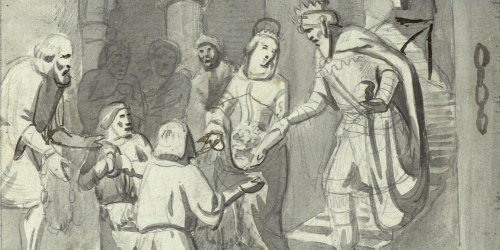 image for: Marià Fortuny - El miracle de les flors de santa Casilda (anvers) / Espases (revers) - Cap a 1856-1858