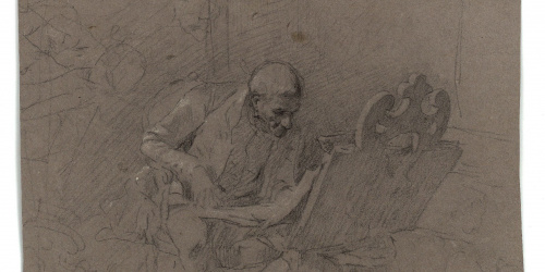 image for: Marià Fortuny - Estudi per al quadre «El col·leccionista d&#039;estampes» (anvers) / Estudi per al quadre «El col·leccionista d&#039;estampes» (revers) - Cap a 1863-1867