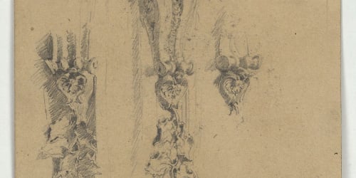 image for: Marià Fortuny - Mènsules (anvers) / Cap masculí (revers) - Cap a 1867-1870