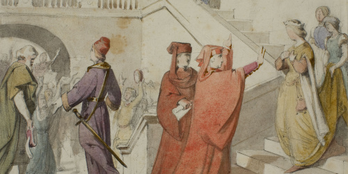 image for: Claudi Lorenzale - Estudi preparatori per al quadre «El príncep de Viana a Vilafranca» - Cap a 1866