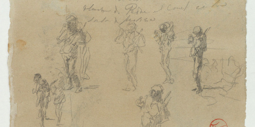 image for: Marià Fortuny - Estudi per al quadre «Músics àrabs» (anvers) / Diversos objectes (revers) - Cap a 1872