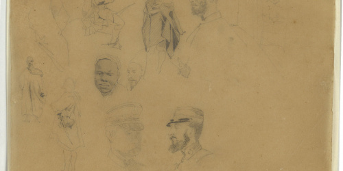 image for: Marià Fortuny - Guerrers marroquins i soldats espanyols. Estudi per al quadre «La batalla de Tetuan» - 1860