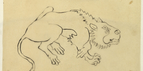 image for: Marià Fortuny - Calc d'un lleó - Cap a 1867-1872