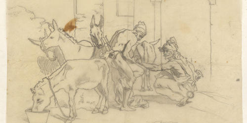 image for: Marià Fortuny - Calc del quadre «Ferrador marroquí» - Cap a 1863-1865