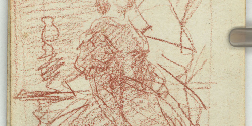 image for: Marià Fortuny - Figura femenina en un interior (anvers) / Croquis inconcret (revers) - Cap a 1863-1866