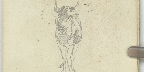 image for: Marià Fortuny - Bou (anvers) / Dormitori amb figura al llit (revers) - Cap a 1866-1872