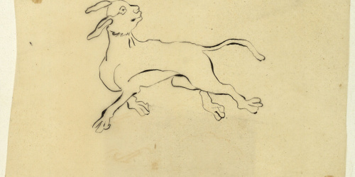 image for: Marià Fortuny - Calc d'un llebrer - Cap a 1867-1872