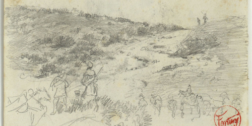 image for: Marià Fortuny - Paisatge marroquí amb l&#039;exèrcit (anvers) / Rifeños (revers) - Cap a 1860