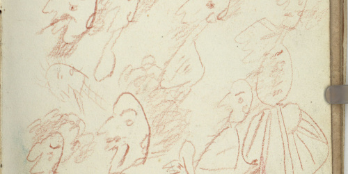 image for: Marià Fortuny - Caricatures (anvers) / Bust caricaturesc (revers) - Cap a 1866-1872