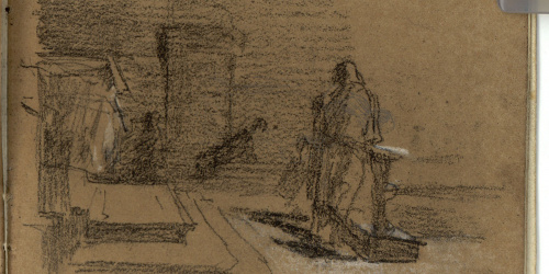image for: Marià Fortuny - Figura davant d&#039;una escalinata - Cap a 1866-1872