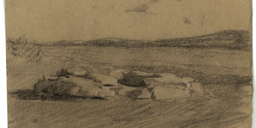 image for: Marià Fortuny - Paisatge marroquí (anvers) / Esbós de camells (revers) - Cap a 1860-1862