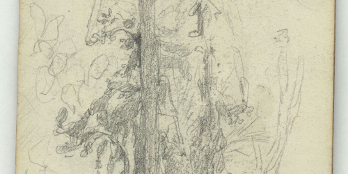 image for: Marià Fortuny - Arbres i fulles (anvers) / Àmfora (revers) - Cap a 1863-1872