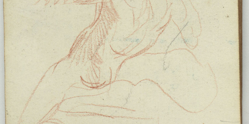image for: Marià Fortuny - Nu masculí assegut (anvers) / Tornapuntes (revers) - Cap a 1863-1866