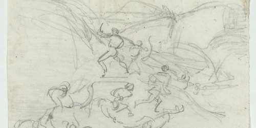 image for: Marià Fortuny - Croquis de composició (anvers) / Croquis inconcret (revers) - Cap a 1856-1858
