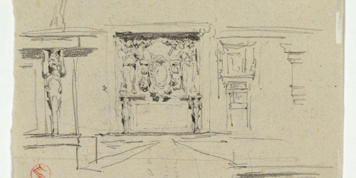 image for: Marià Fortuny - Ornamentació clàssica (anvers) / Estudi per al quadre «L'elecció de la model» (revers) - Cap a 1863-1866