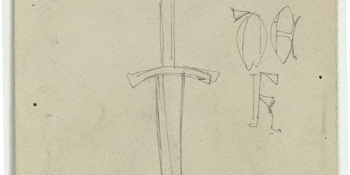 image for: Marià Fortuny - Espasa i inicials - Cap a 1867-1872