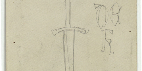 image for: Marià Fortuny - Espasa i inicials - Cap a 1867-1872