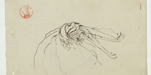 image for: Marià Fortuny - Guarnició d&#039;una espasa d&#039;estil musulmà (anvers) / Croquis inconcret (revers) - Cap a 1867-1872