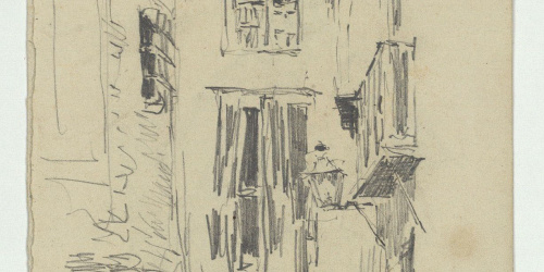 image for: Marià Fortuny - Carrer (anvers) / Bust escultòric d&#039;un papa (revers) - Cap a 1870-1872