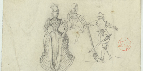 image for: Marià Fortuny - Figures femenines i arcabusser amb indumentària del segle XVI - Cap a 1867-1872