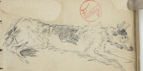 image for: Marià Fortuny - Estudi per a les aquarel·les «El venedor de tapissos» o «Amics fidels» - Cap a 1870