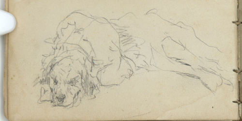 image for: Marià Fortuny - Estudi per a les aquarel·les «El venedor de tapissos» o «Amics fidels» - Cap a 1870