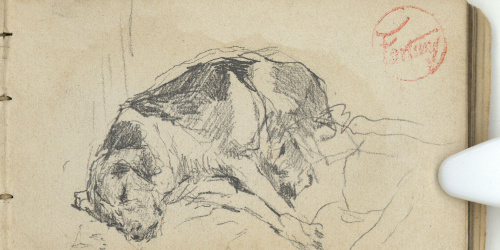 image for: Marià Fortuny - Estudi per a les aquarel·les «El venedor de tapissos» o «Amics fidels» - Cap a 1870
