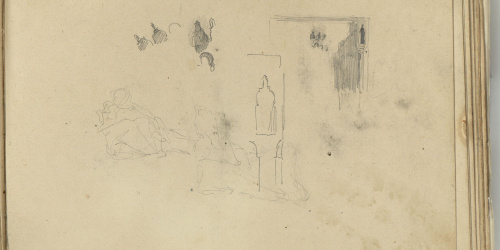 image for: Marià Fortuny - Motius arquitectònics d&#039;estil musulmà i croquis de figura - Cap a 1862