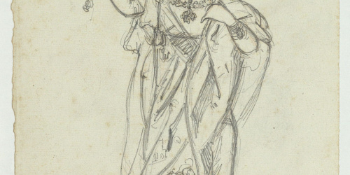 image for: Marià Fortuny - Isabel II (anvers) / Croquis inconcret (revers) - Cap a 1856-1858