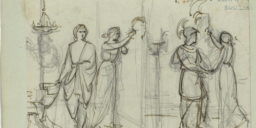 image for: Marià Fortuny - Cora, filla de Dibutades de Sicione, dibuixant el perfil del seu amant - Cap a 1856-1858
