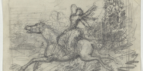image for: Marià Fortuny - El suïcidi de Leònia. Il·lustració per a la novel·la «El mendigo hipócrita» d&#039;Alexandre Dumas (fill) (anvers) / Dama davant d&#039;un tocador (revers) - Cap a 1856-1857