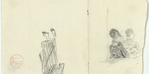 image for: Marià Fortuny - Dones en una llotja i fragment de figura - Cap a 1867-1872