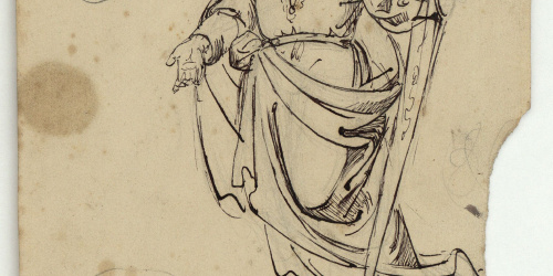 image for: Marià Fortuny - Sant Pau i altres figures (anvers) / Esbós de figures (revers) - Cap a 1856-1858