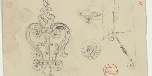 image for: Marià Fortuny - Frontissa, claus i suports d&#039;una porta - Cap a 1867-1872