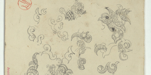 image for: Marià Fortuny - Motius ornamentals d&#039;estil musulmà (anvers) / Croquis de motius ornamentals (revers) - Cap a 1870-1872