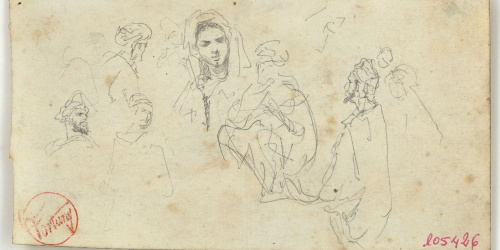 image for: Marià Fortuny - Marroquins (anvers) / Cap de bou i esbós de camell (revers) - Cap a 1860-1862