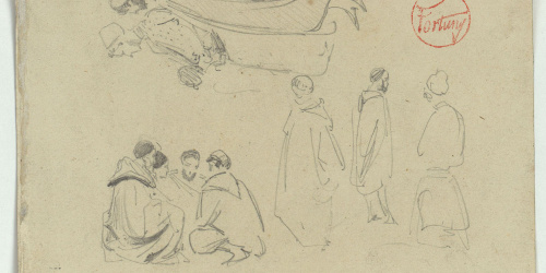 image for: Marià Fortuny - Jueus (anvers) / Caps i figura de marroquins (revers) - Cap a 1860-1862