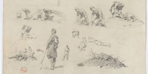 image for: Marià Fortuny - Soldats espanyols cavant trinxeres - 1860