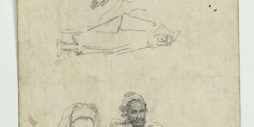 image for: Marià Fortuny - Marroquins (anvers) / Esbós de marroquins i ruc (revers) - Cap a 1860-1862