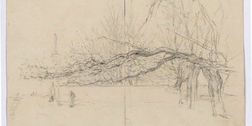 image for: Marià Fortuny - Estudi per a l&#039;aquarel·la «Mascarada» (anvers) / Paisatge (revers) - Cap a 1868-1870