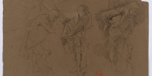 image for: Marià Fortuny - Estudi per al quadre «El col·leccionista d'estampes» (anvers) / Músic (revers) - Cap a 1863-1867