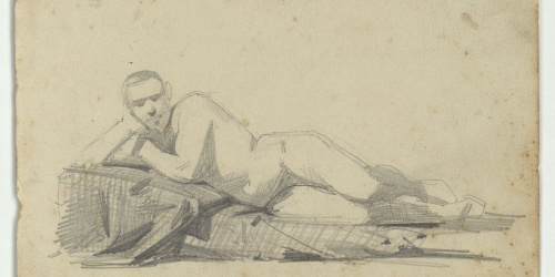 image for: Marià Fortuny - Estudi de nu masculí - Cap a 1856