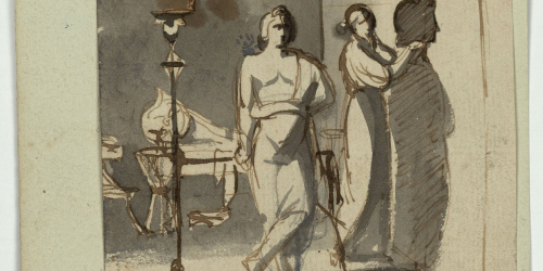 image for: Marià Fortuny - Cora, filla de Dibutades de Sicione, dibuixant el perfil del seu amant - Cap a 1856-1858