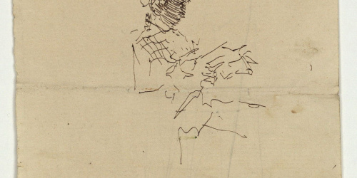 image for: Marià Fortuny - Esbós per a un retrat de Cecilia de Madrazo (anvers) / Motiu geomètric (revers) - Cap a 1874