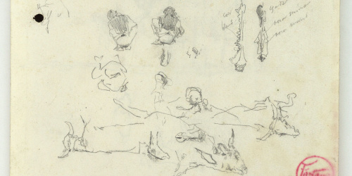 image for: Marià Fortuny - Estudi per al quadre «L&#039;escorxador de Portici» (anvers) / Estudi per al quadre «L&#039;escorxador de Portici» (revers) - Cap a 1874